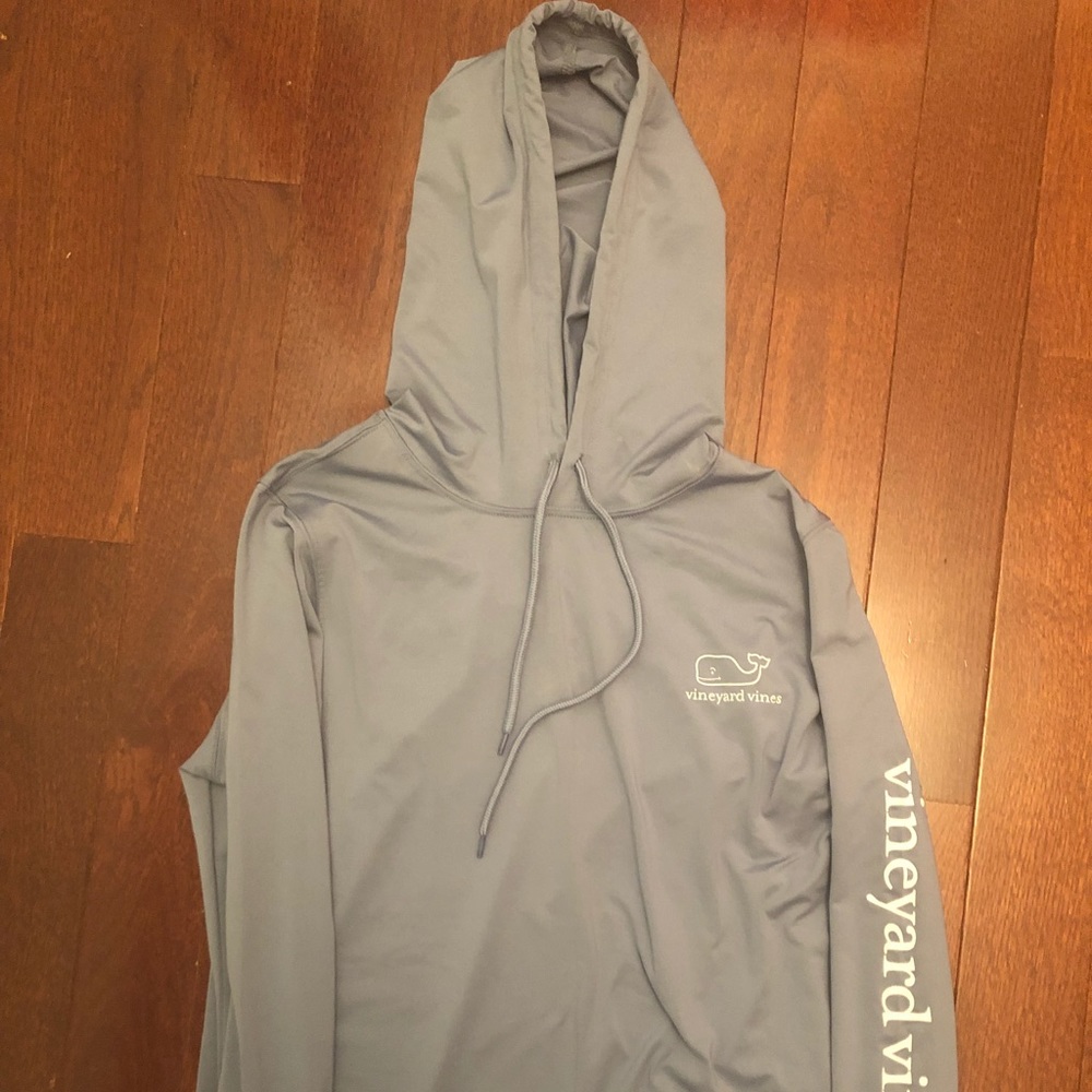 Grey Hooded Vineyard Vines Performance shirt